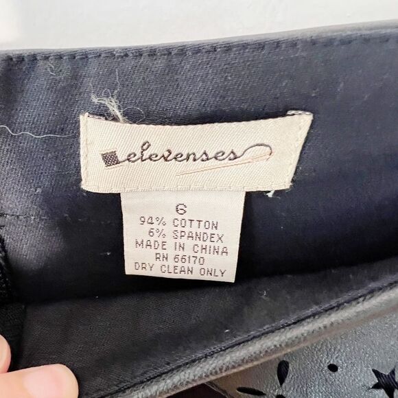 Anthropologie Elevenses pants black mid rise Western cotton size 6 black - Picture 5 of 5